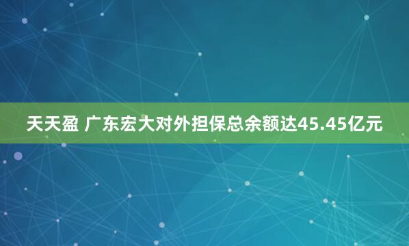 天天盈 广东宏大对外担保总余额达45.45亿元